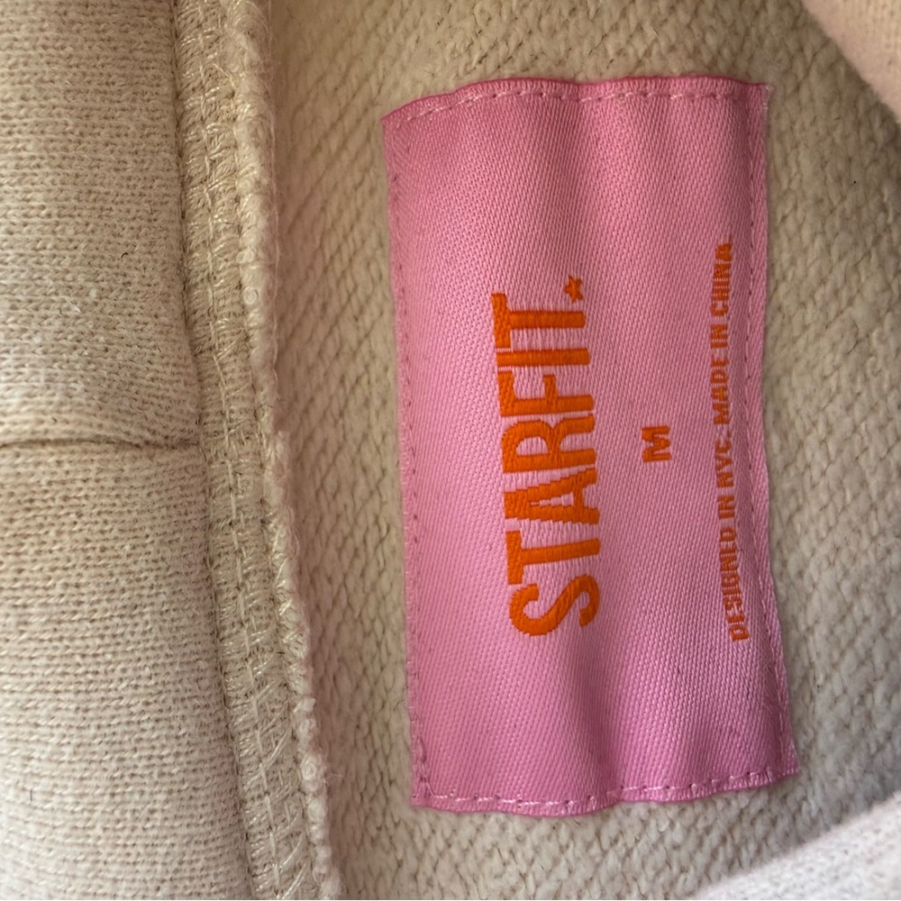 Starfit Beach Club Women’s Neutral Beige Hoodie Sweatshirt Size Medium Pullover - Picture 7 of 12
